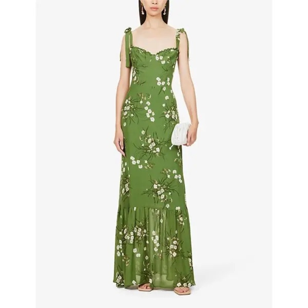 Reformation Jasen Floral-Print Crepe Maxi Dress size 4petite